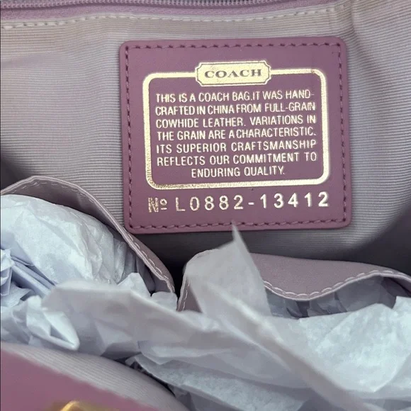 COACH Parker Hobo Bag Calf 13412 Coach Purple bag never used - Picture 8 of 9